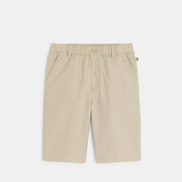 شورت برمودا من قماش سادة باللون البيج للأولاد